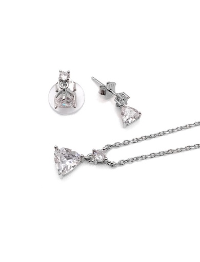 [S0241] Juegos plata piedra triangular blanca a presion