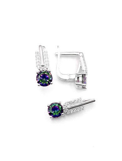 [S0250] Juegos plata tira en u circon piedra tornasol patente