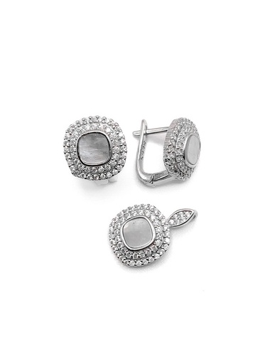 [S0263] Juegos plata semicuadrado con nacar patente