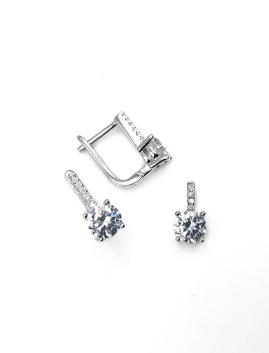 [S0273] Juegos plata circon blanco tira circon patente