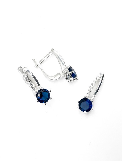 [S0277] Juegos plata redondo piedra azul tira cruzada patente