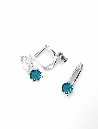 [S0278] Juegos plata redondo piedra turquesa tira cruzada patente