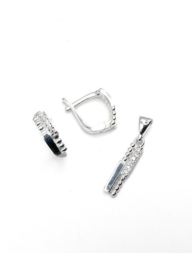 [S0302] Juegos plata tira rectangular circon lisa patente