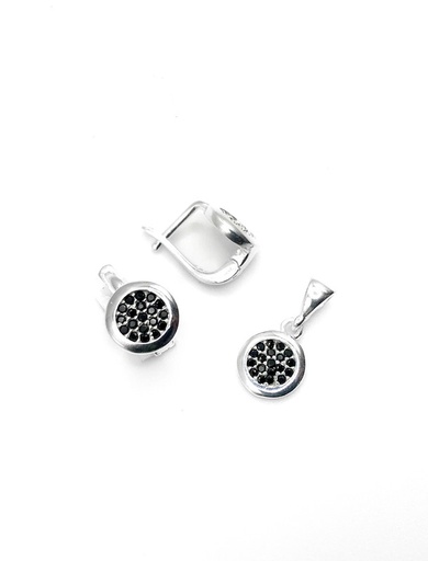 [S0319] Juegos plata redondo bisel enjoye negro a patente