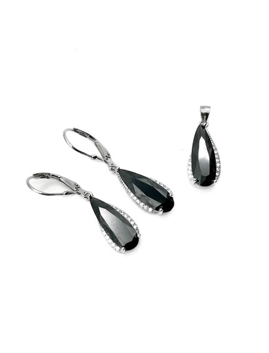 [S0331] Juegos plata gota grande negra aza