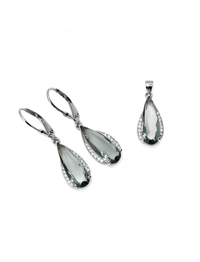 [S0332] Juegos plata gota grande gris aza