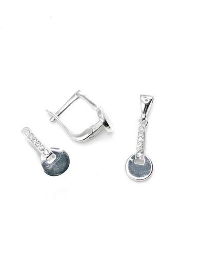 [S0335] Juegos plata raqueta lisa con circon patente