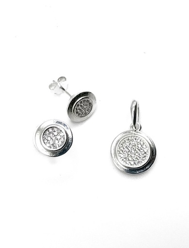 [S0337] Juegos plata redondo bisel enjoye central a presion