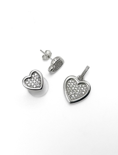 [S0391] Juegos plata corazon bisel enjoye a presion