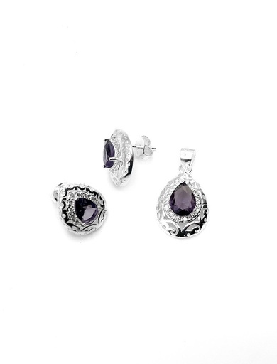 [S0406] Juegos plata piedra gota morada espejo a presion