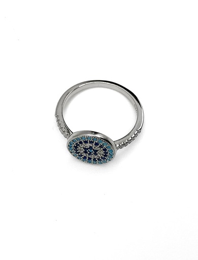 [R0004] Anillos plata fino mandala azul