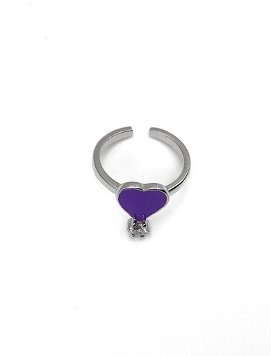 [R0074] Anillos plata corazon morado