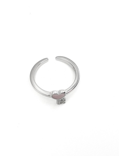 [R0094] Anillos plata llave de corazon rosado