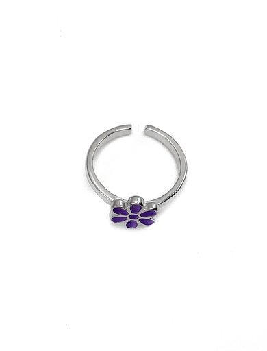 [R0107] Anillos plata flor 6 petalos morada