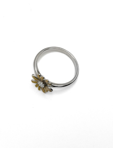 [R0130] Anillos plata flor amarilla