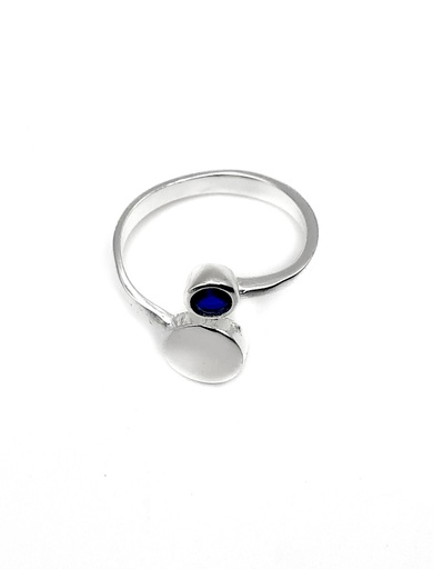 [R0199] Anillos plata doble circulo Regulable piedra azul