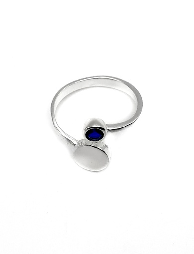 [R0199] Anillos plata doble circulo Regulable piedra azul