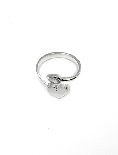 [R0220] Anillos plata corazon con hoja plata