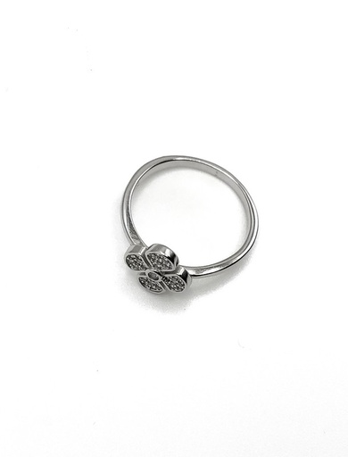 [R0291] Anillos plata flor 4 petalos con enjoye