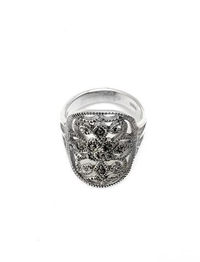 [R0319] Anillos plata de flores marquesita