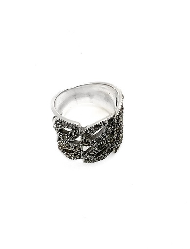 [R0328] Anillos plata ancho hojas marquesita