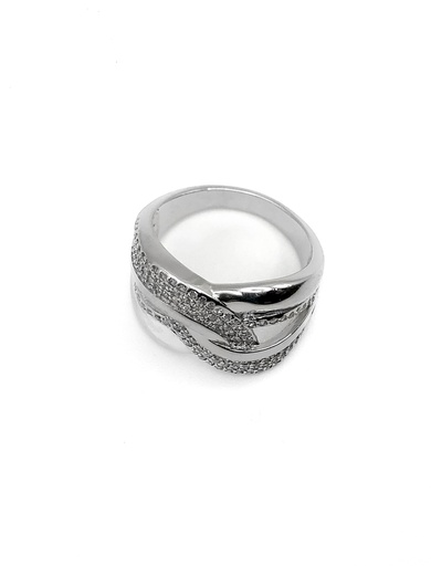 [R0346] Anillos plata trenzado ancho con enjoye