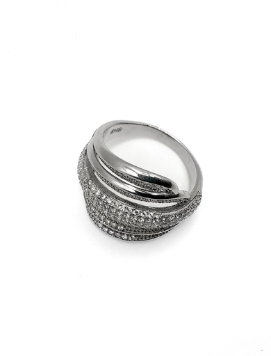 [R0348] Anillos plata ancho canales con enjoye