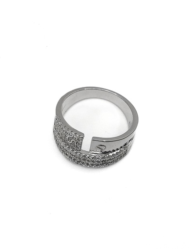 [R0359] Anillos plata ancho con enjoye en tiras y liso