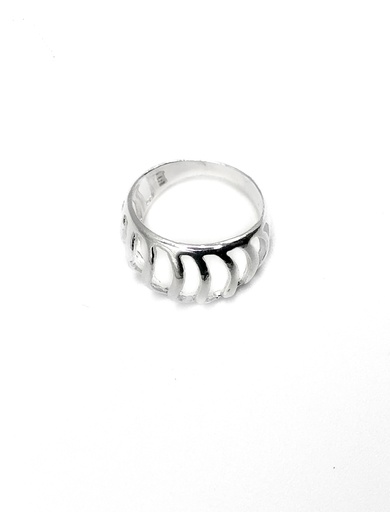 [R0456] Anillos plata grueso con tiras y huecos