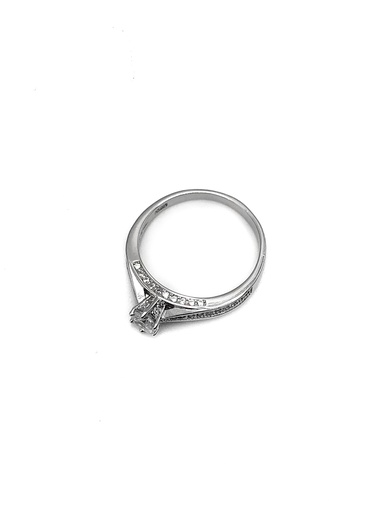 [R0571] Anillos plata solitario casa tipo triangulos con enjoye