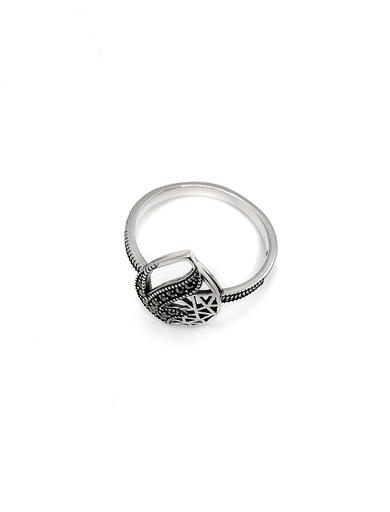 [R0591] Anillos plata tipo hoja con piedras verdes olivo