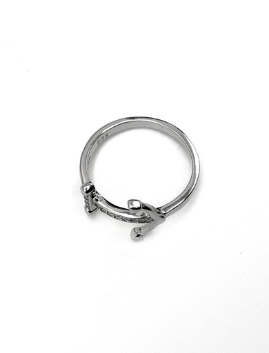 [R0627] Anillos plata ancla de enjoye blanca