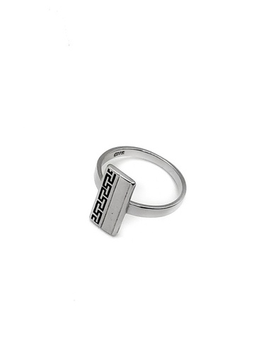 [R0810] Anillos plata rectangular llano con grabado al extremo