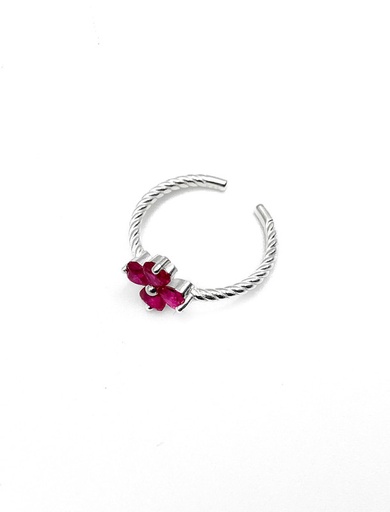 [R0856] Anillos plata flor 4 petalos redondos rosado