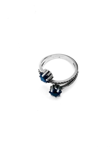 Anillos plata estrella doble azul