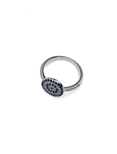 Anillos plata circulo mediano micro pave azul y blanco