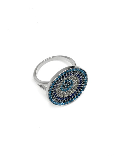 Anillos plata circulo grande con profundidad micro pave