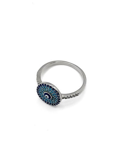 Anillos plata mandala mediano con ojo turco azul en centro