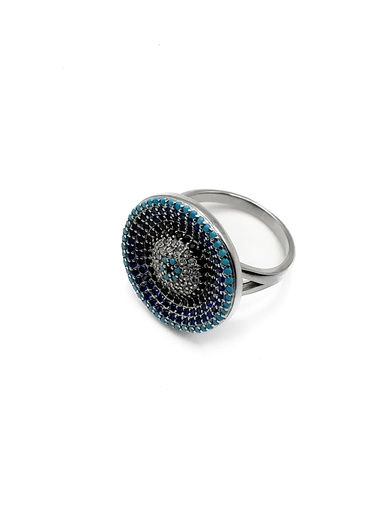 Anillos plata circulo grande micro pave con fondo