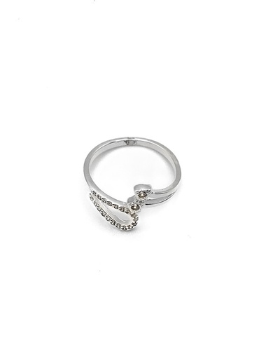 [R0994] Anillos plata media hebilla con dos corazones pequeñas