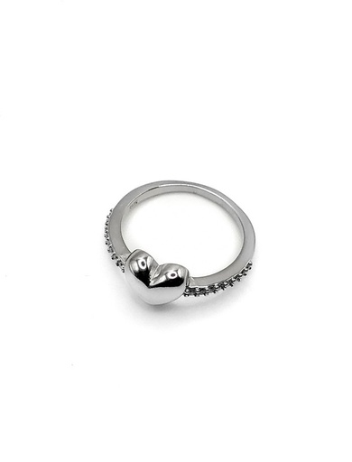 [R1001] Anillos plata corazon gordo pequeño con enjoye en aro