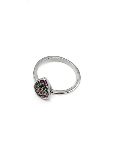 [R1010] Anillos plata gota con piedra de colores