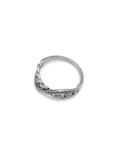 [R1020] Anillos plata trenzado con tira de piedras