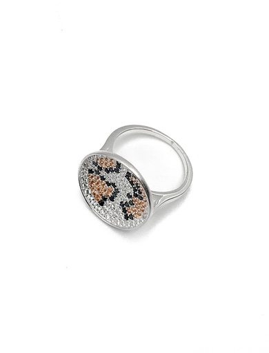 [R1032] Anillos plata hondo con piedras de colores naranja negro
