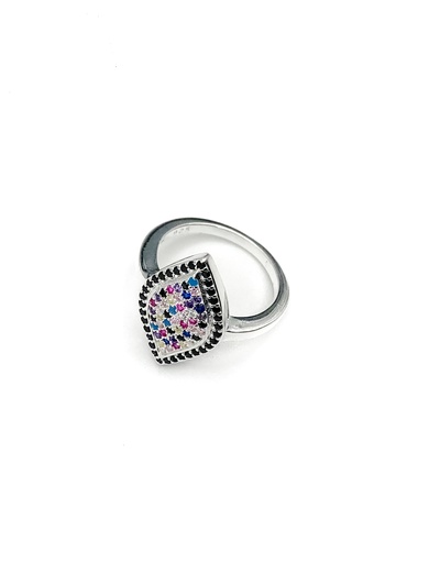 Anillos plata ojo largo con fondo de colores y contorno negro