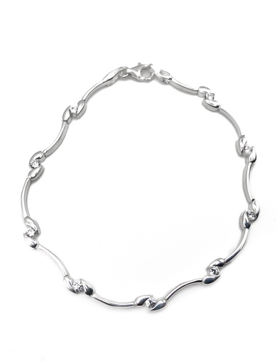 [B0012] Pulseras plata gotas pequeñas piedra blanca