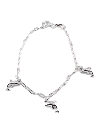 [B0032] Pulseras plata Delfines colgantes cadena eslabón pequeño