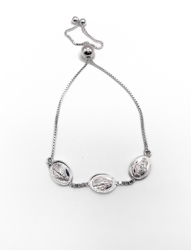 [B0036] Pulseras plata Medallas virgen milagrosa broche ajustable