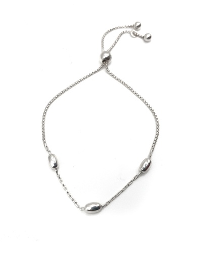 [B0048] Pulseras plata óvalos plata con broche ajustable