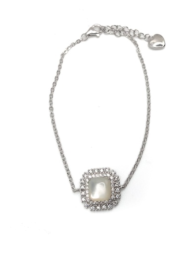 [B0050] Pulseras plata cuadrada nácar con enjoye
